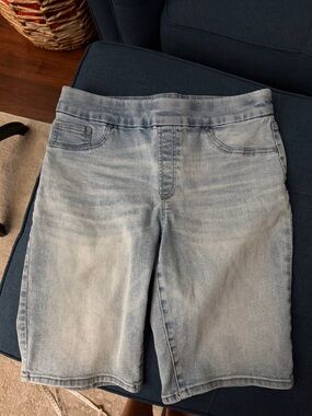 Chico's Light Blue Boyfriend Denim Bermuda Shorts